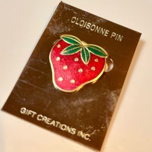 Strawberry cloisonné pin by Gift Creations Inc on card